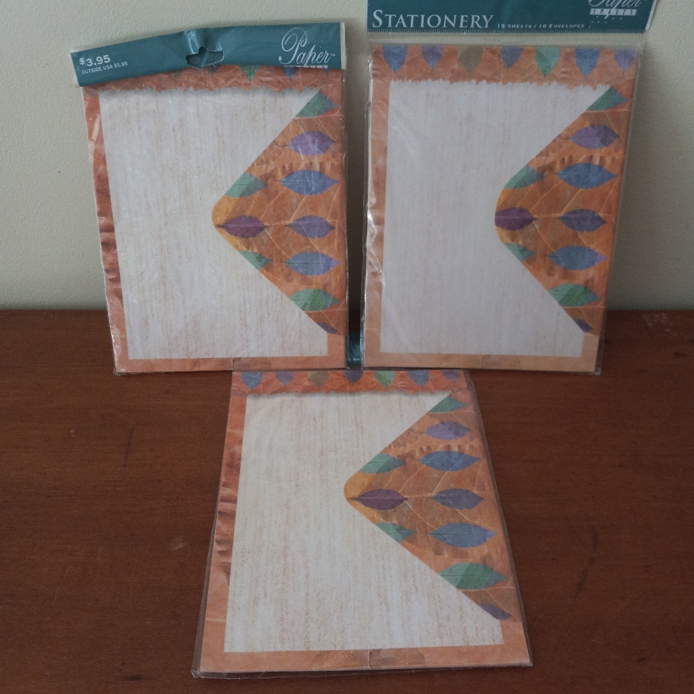 Paper Images Gold Multicolor Leaf Stationary Set 45 Sheets/30 Envelopes New